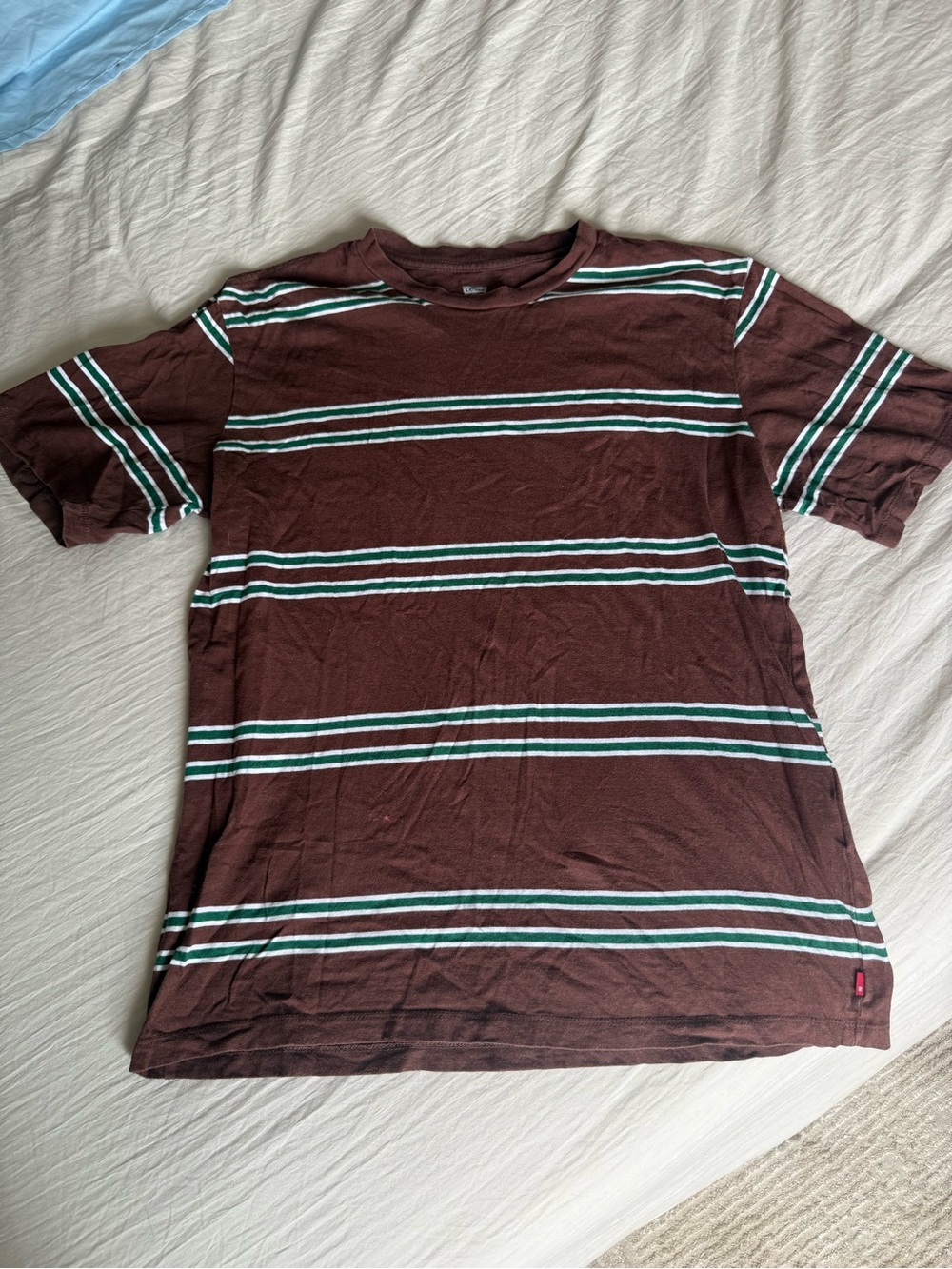 Levi's Brown Tee with White and Green Stripes
